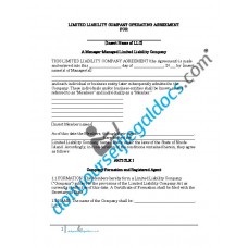 Limited Liability Company Operating Agreement - Manager Managed - Rhode Island